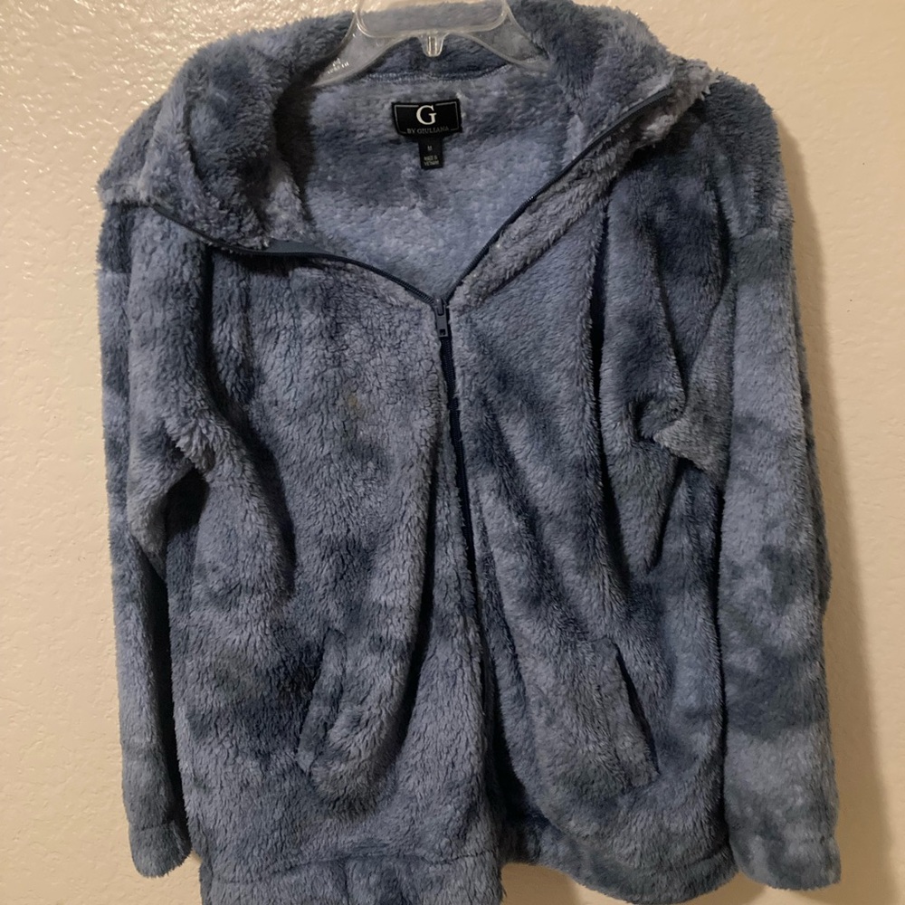 G by Giuliana Blue Teddy Jacket with removable collar